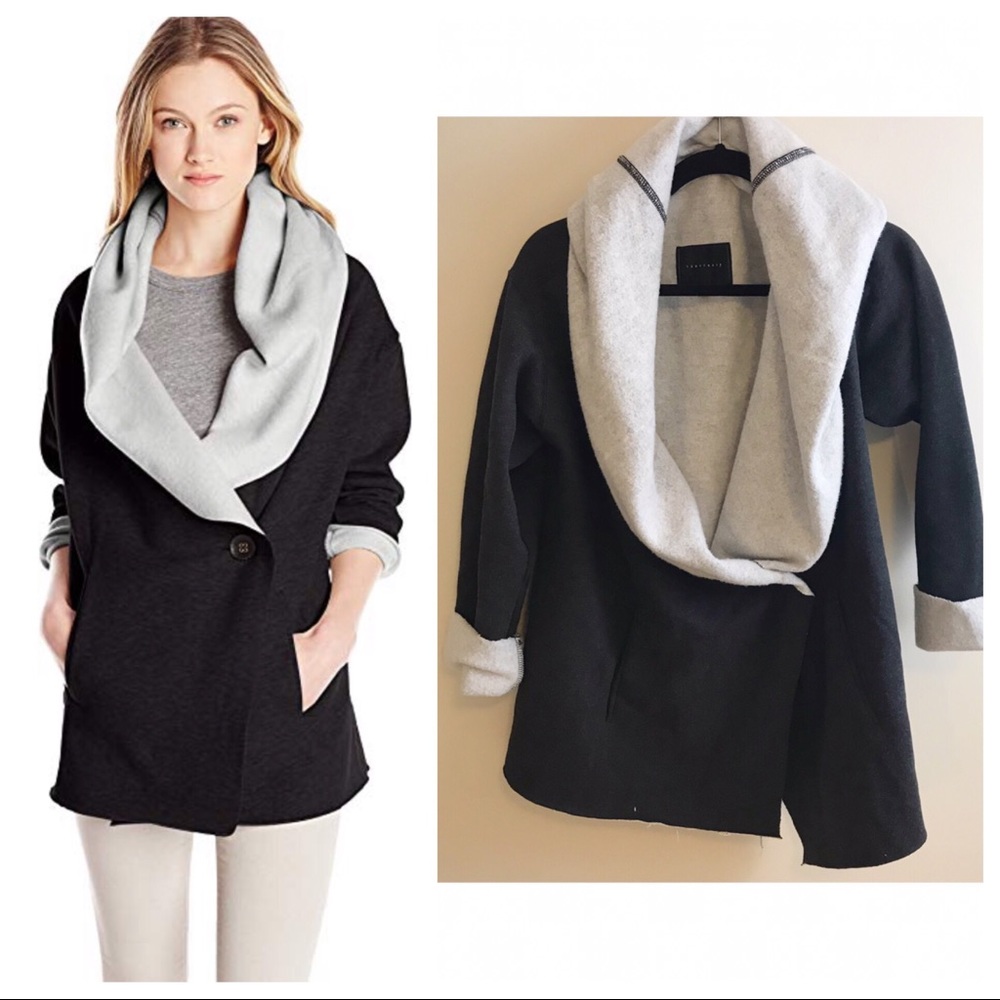 Sanctuary Dark Gray Sz Lg Fleece Cardigan Jacket